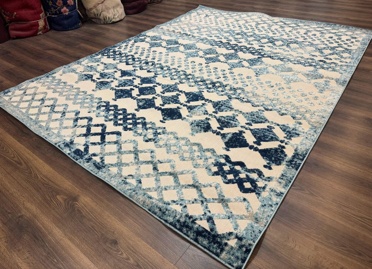 Modern Rug 8x10, Abstract Rug, Oat and Blue, Raised Pattern, Modway Rug Collection - Jewel Rugs, view 3