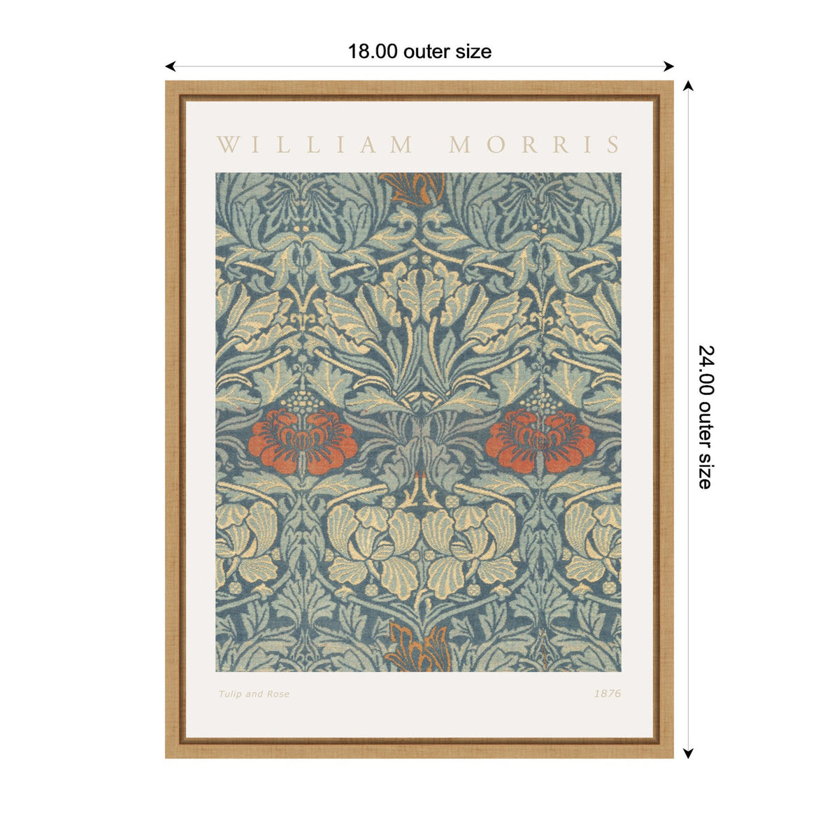 Sylvie Poster William Morris Tulip and Rose 1876 Framed Canvas by The Art Institute of Chicago