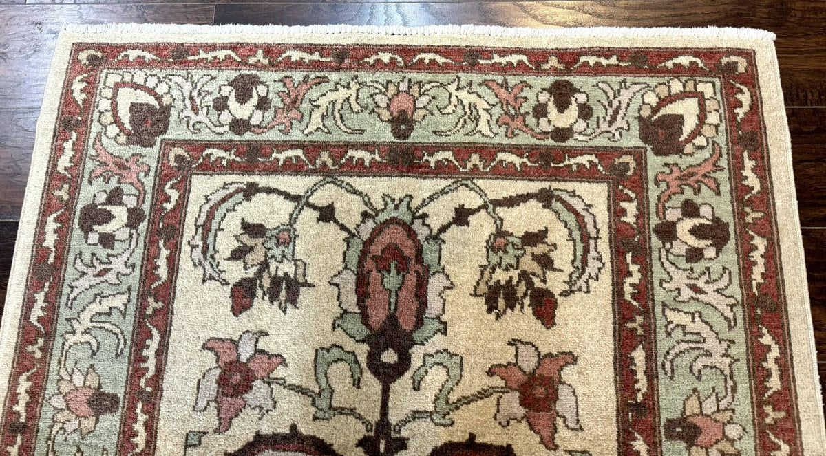 Indo Mahal Rug 4 x 5.6, Indian Handmade Wool Area Rug - Jewel Rugs, view 4
