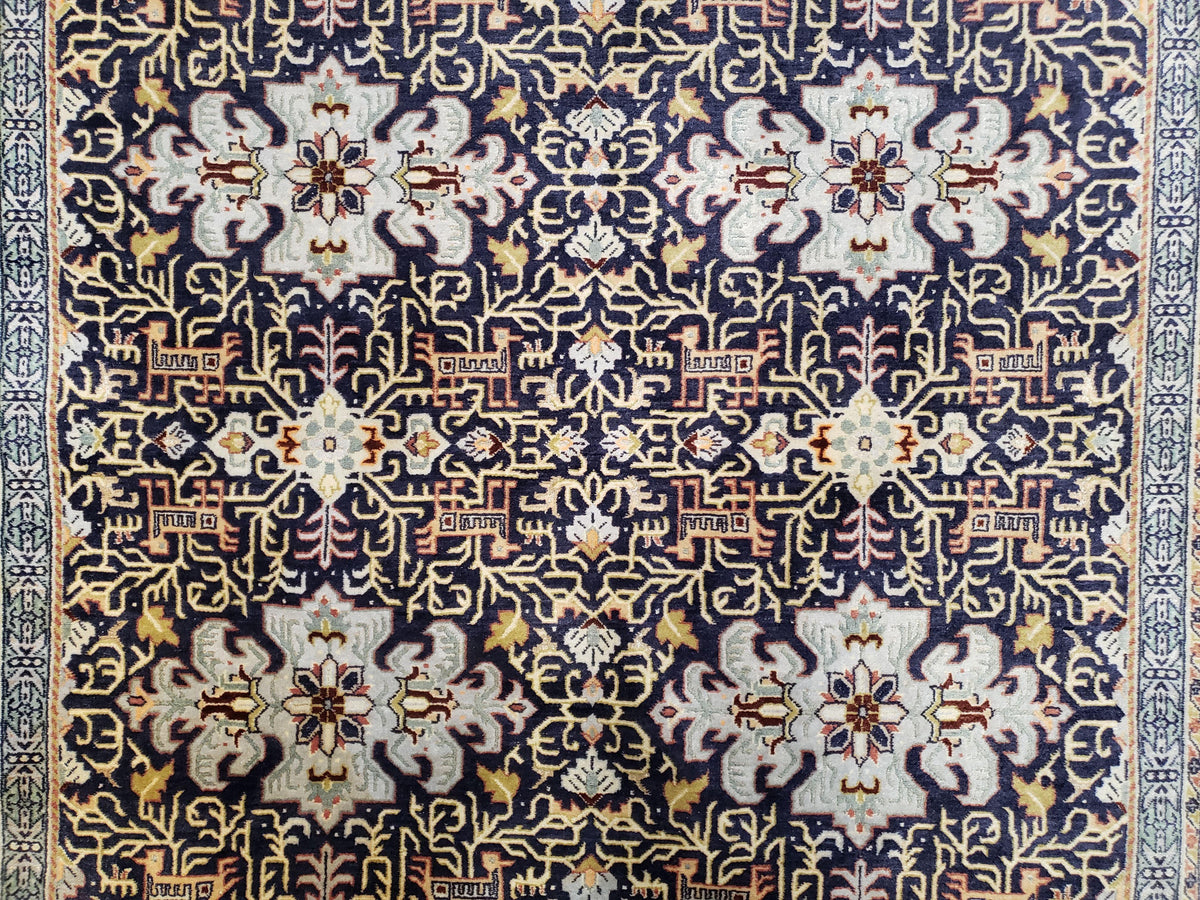 Navy Blue Persian Kashan Rug, Hand-Knotted, Wool, 4' 8" x 7' 4", Pair B - Jewel Rugs, view 5