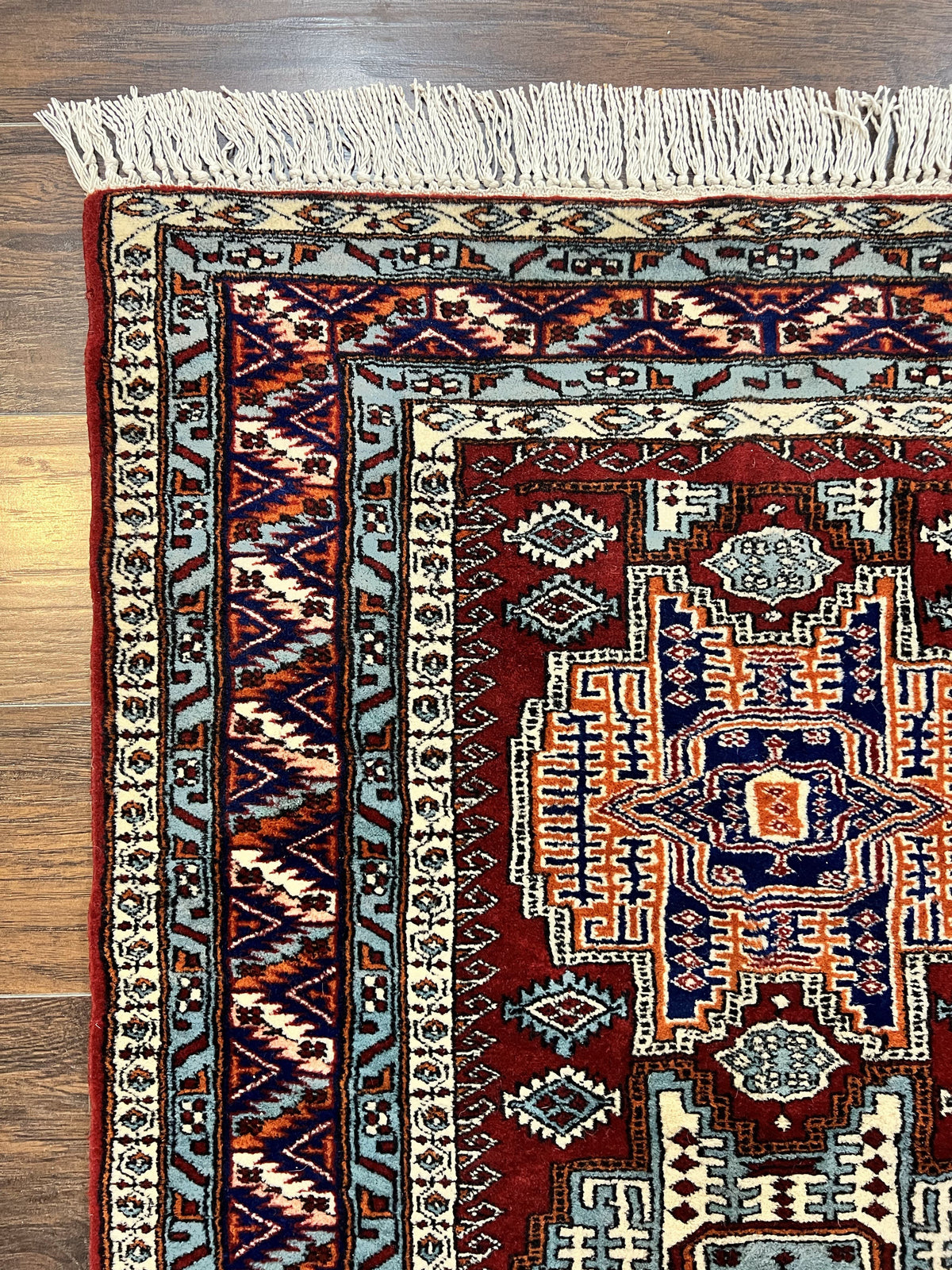 Pakistani Rug 3x5 ft, Caucasian Kazak Design, Geometric Rug, Small Vintage Oriental Carpet, Dark Red Vintage Handmade Wool Rug 3 x 5 - Jewel Rugs, view 7