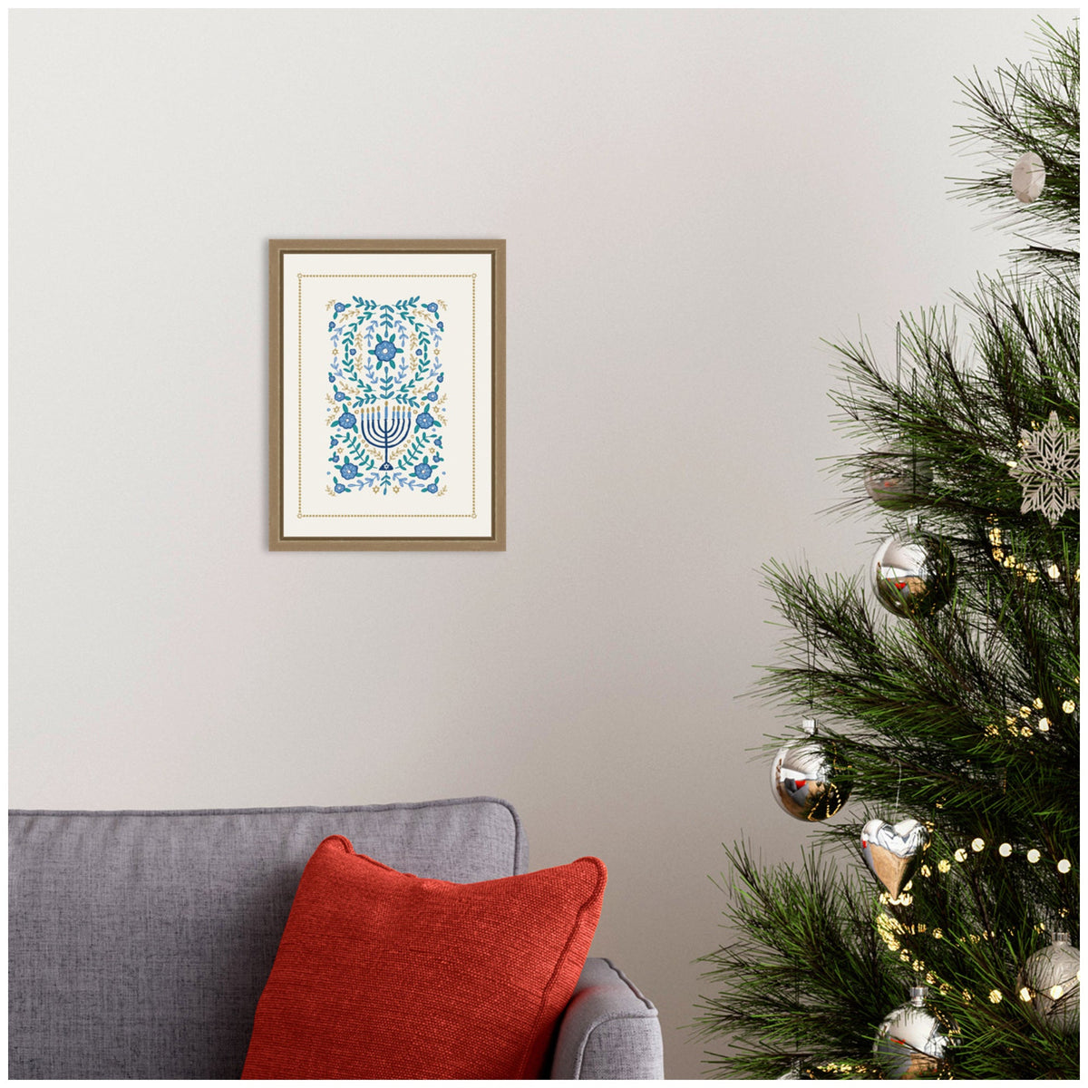 VYD Hanukkah Garden by Vicky Yorke Framed Canvas Wall Art Print