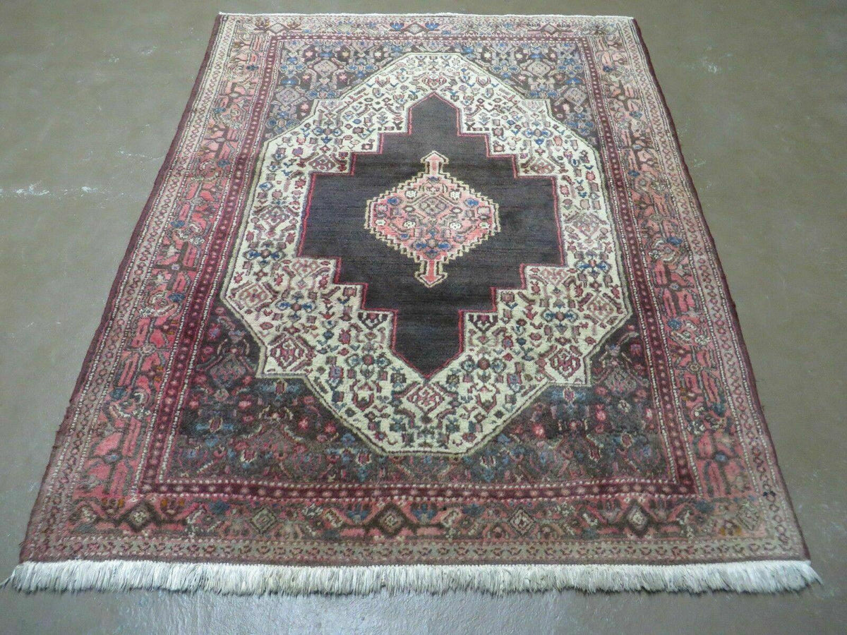 4' X 5' Antique Handmade India Floral Oriental Wool Rug Brown Vegetable Dyes - Jewel Rugs, view 2