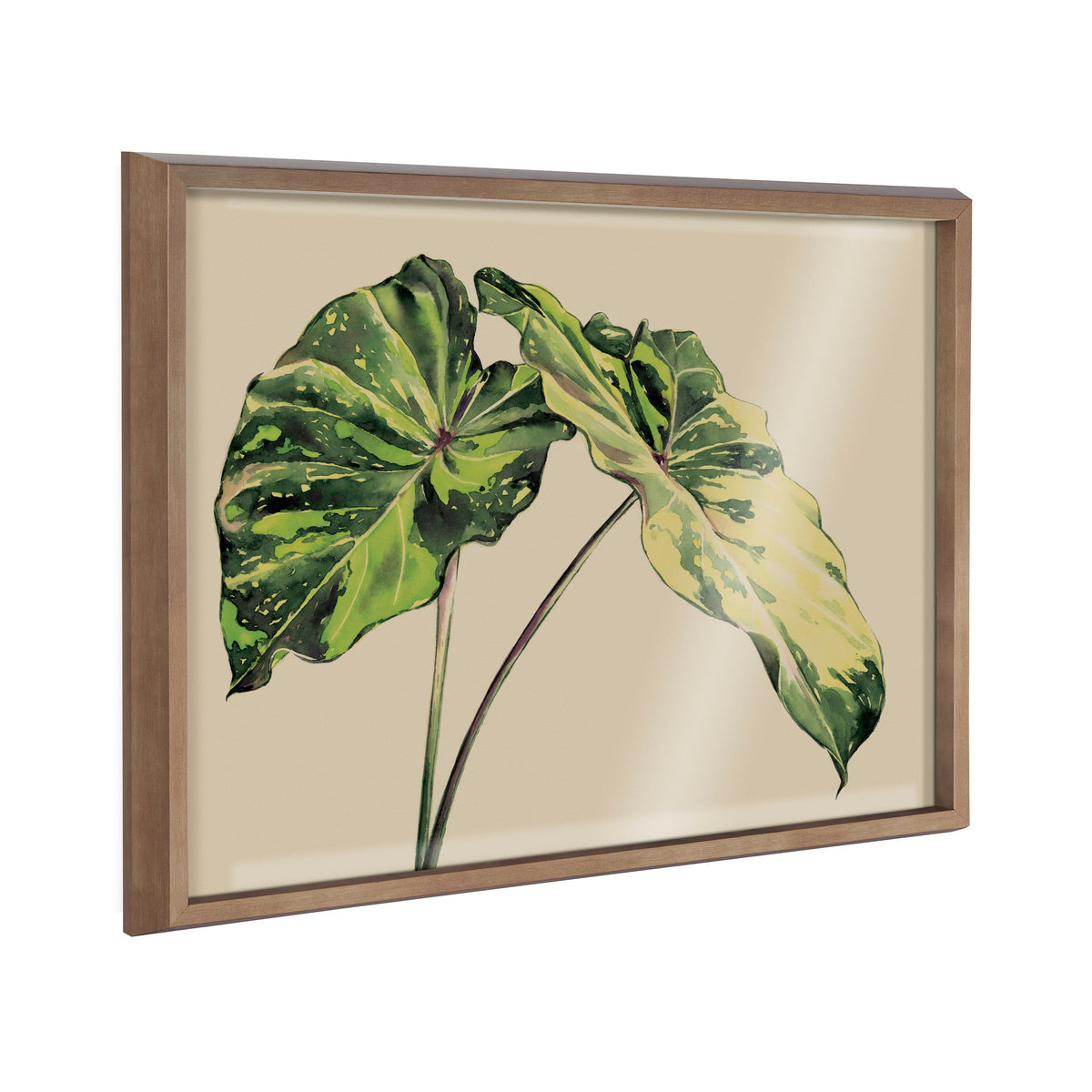 Blake Spotted Leaves Neutral Framed Printed Glass by Emily Marie Watercolors