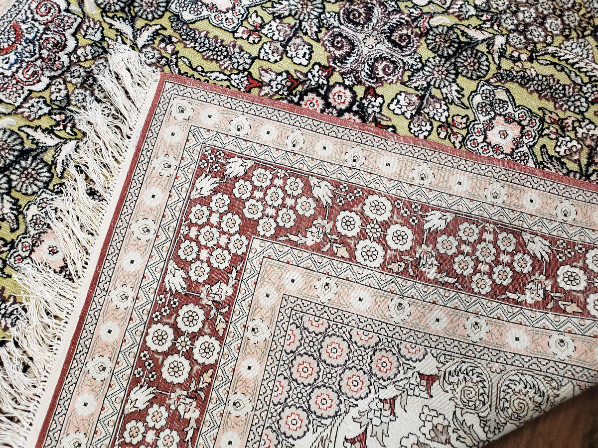5x8 Indian Kashmiri Silk Rug with Gold Threads - Jewel Rugs, view 11