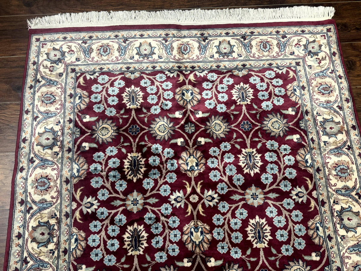 Pak Persian Rug 4x6, Floral Allover, Vintage Wool Carpet, Plum and Ivory - Jewel Rugs, view 4