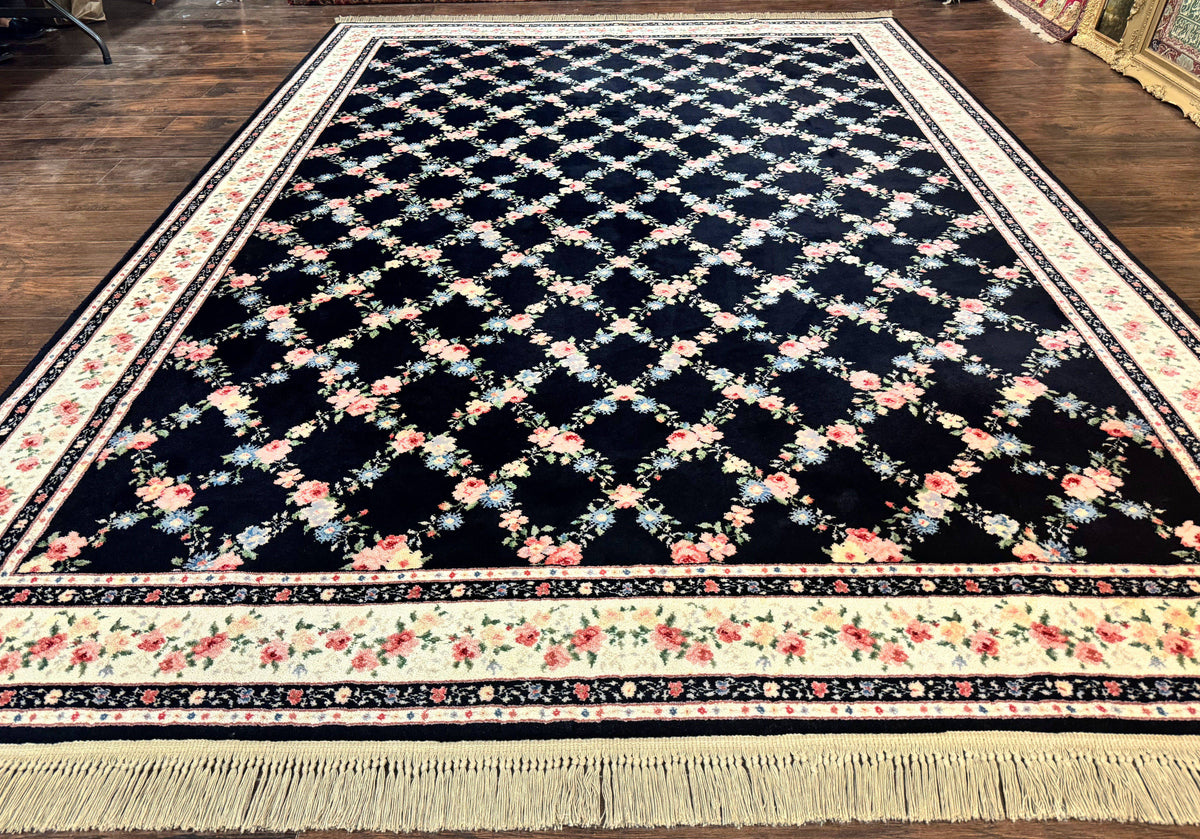 Karastan Rug 8.8 x 12, Garden of Eden #509/1270, Ebony Trellis, Vintage Discontinued Wool Pile Karastan Carpet - Jewel Rugs, view 2