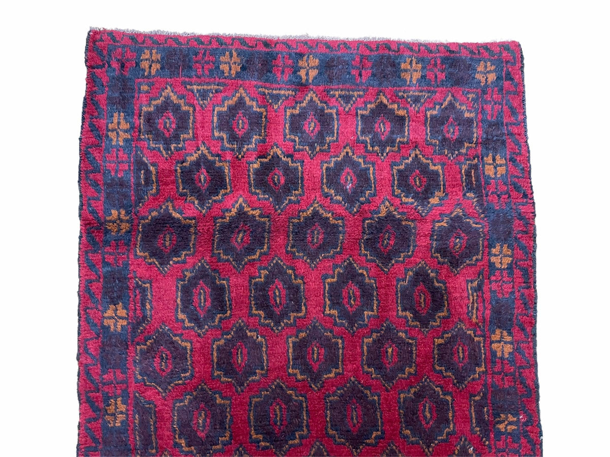2' 10" X 4'7" Vintage Handmade Tribal Wool Rug Balouchi Rug Afghan Rug Red Blue - Jewel Rugs, view 4