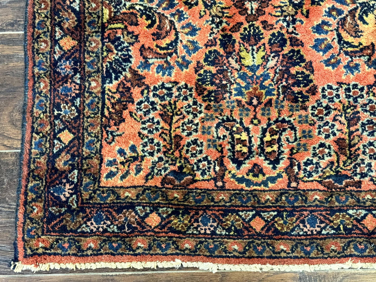 Antique Persian Lilihan Rug 2x4, Red, Floral, Wool, Handmade Lilian Persian Carpet - Jewel Rugs, view 9