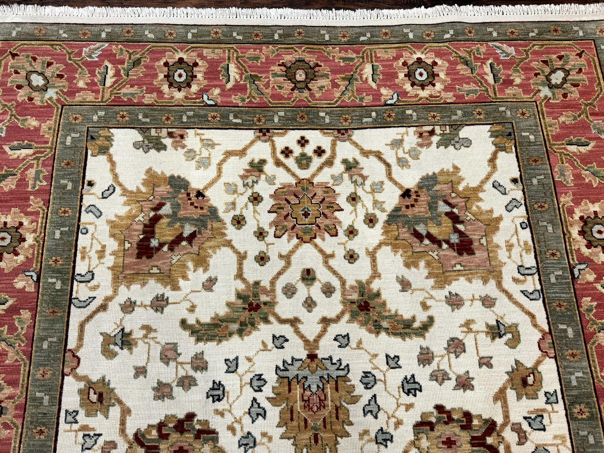 Flatweave Soumak Rug 6x9, Nourison Rug, Wool Handmade, Floral, Ivory - Jewel Rugs, view 4
