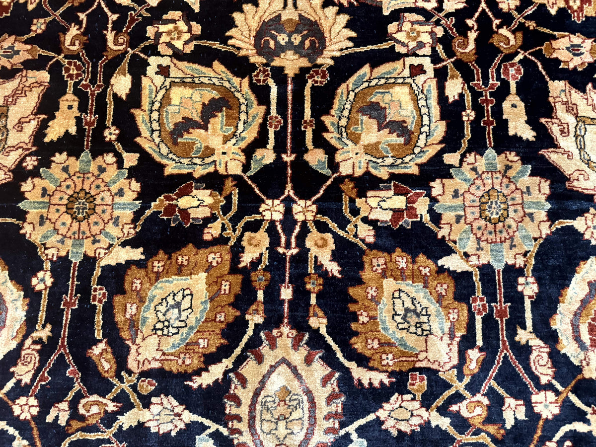 Pak Persian Bidjar Rug 10x13, Midnight Blue and Tan Pakistani Carpet - Jewel Rugs, view 4