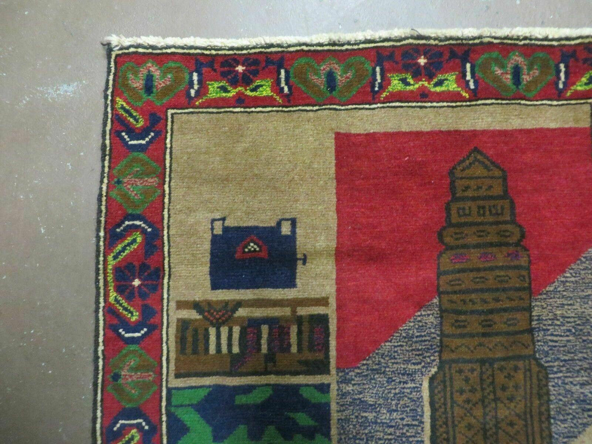 3' X 4' New Vintage Handmade Afghan Balouch Tribal Wool Pictorial Rug # 281 - Jewel Rugs, view 5