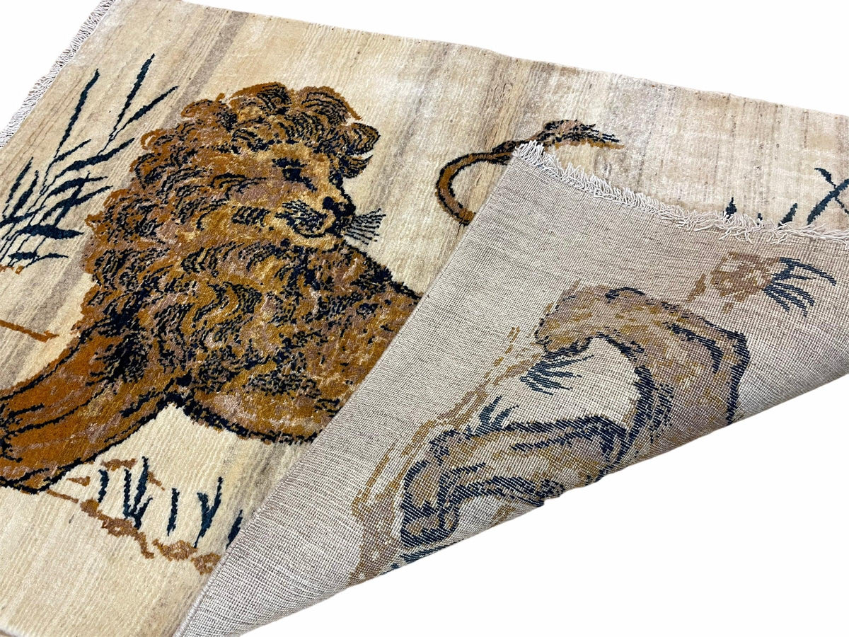 3.5 X 4 Handmade Hand-Knotted New Vintage Rug Quality Wool Lion Organic Dyes - Jewel Rugs, view 9