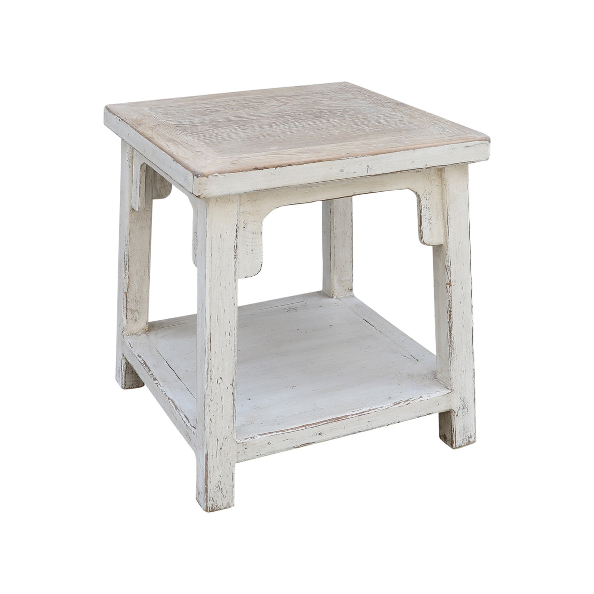 Amalfi Two Tones Side Table Antique Off White 22x22x24H