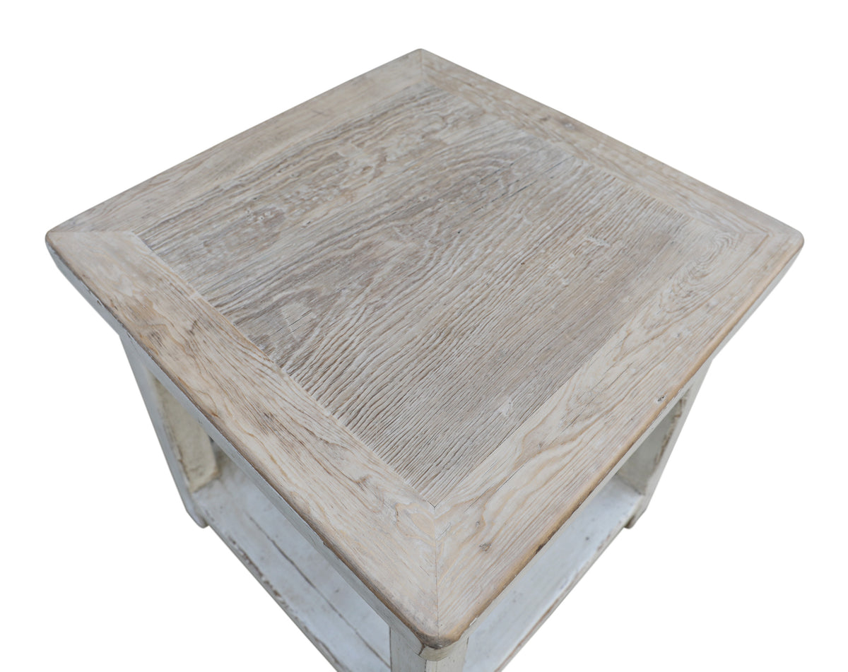 Amalfi Two Tones Side Table Antique Off White 22x22x24H