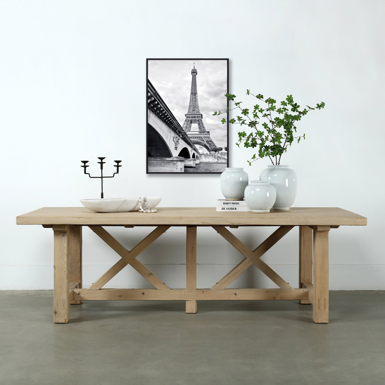 118" Long Capri Dining Table with Crossed Legs Weathered Natural Pine image