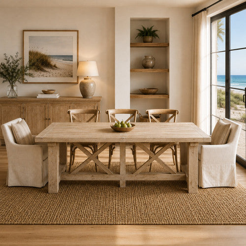 Capri Dining Table Crossed Legs Weathered Natural Pinewood 98x39x30H image 2