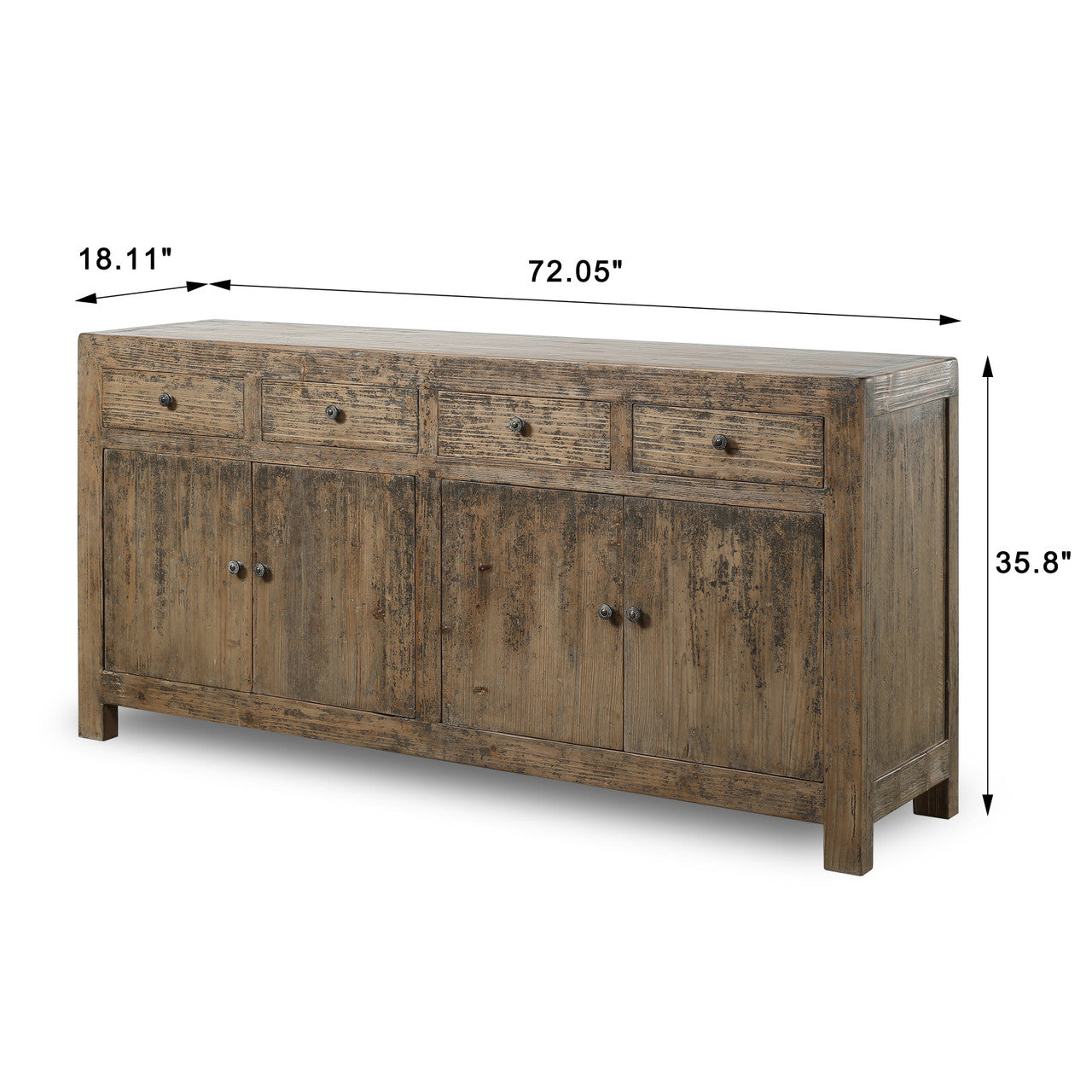 Capri 4 drawers buffet vintage gray solid pinewood image