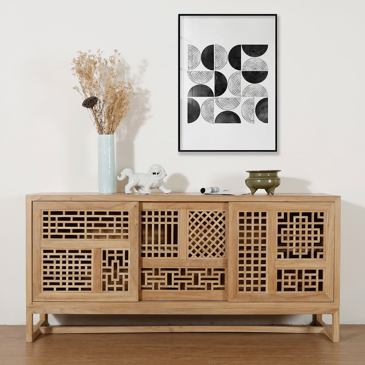 Lily Lattice Sideboard Natural with Wood Stand image