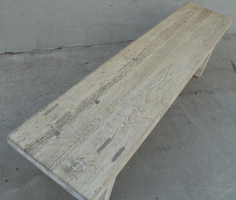 68"L Amalfi Two Tones old pine wood bench antique off white