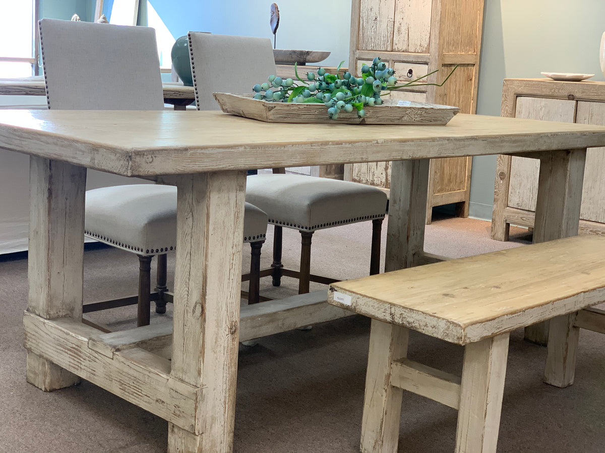 Amalfi Two Tones 7' Long Dining Table Antique off-white