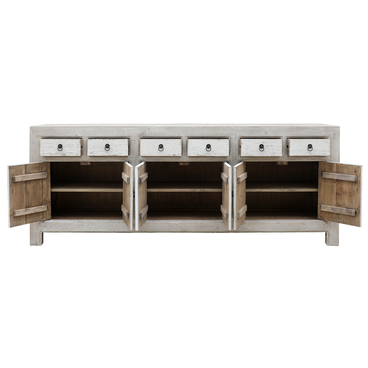 91" Amalfi Two Tones Buffet 6 Draw 6 Dr, Antique Off white