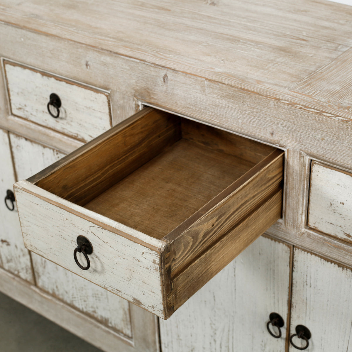91" Amalfi Two Tones Buffet 6 Draw 6 Dr, Antique Off white
