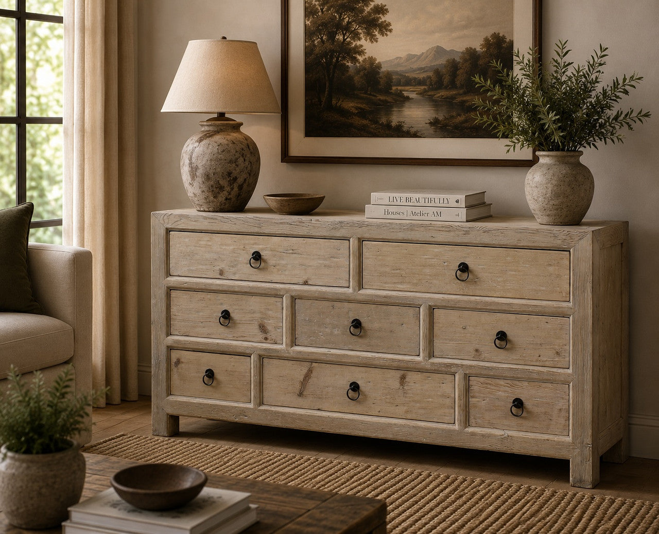 Amalfi Chest of Drawers Weathered Natural 63x18x35H