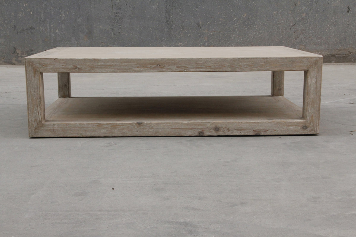 Peking Grand Framed Coffee Table Weathered White wash