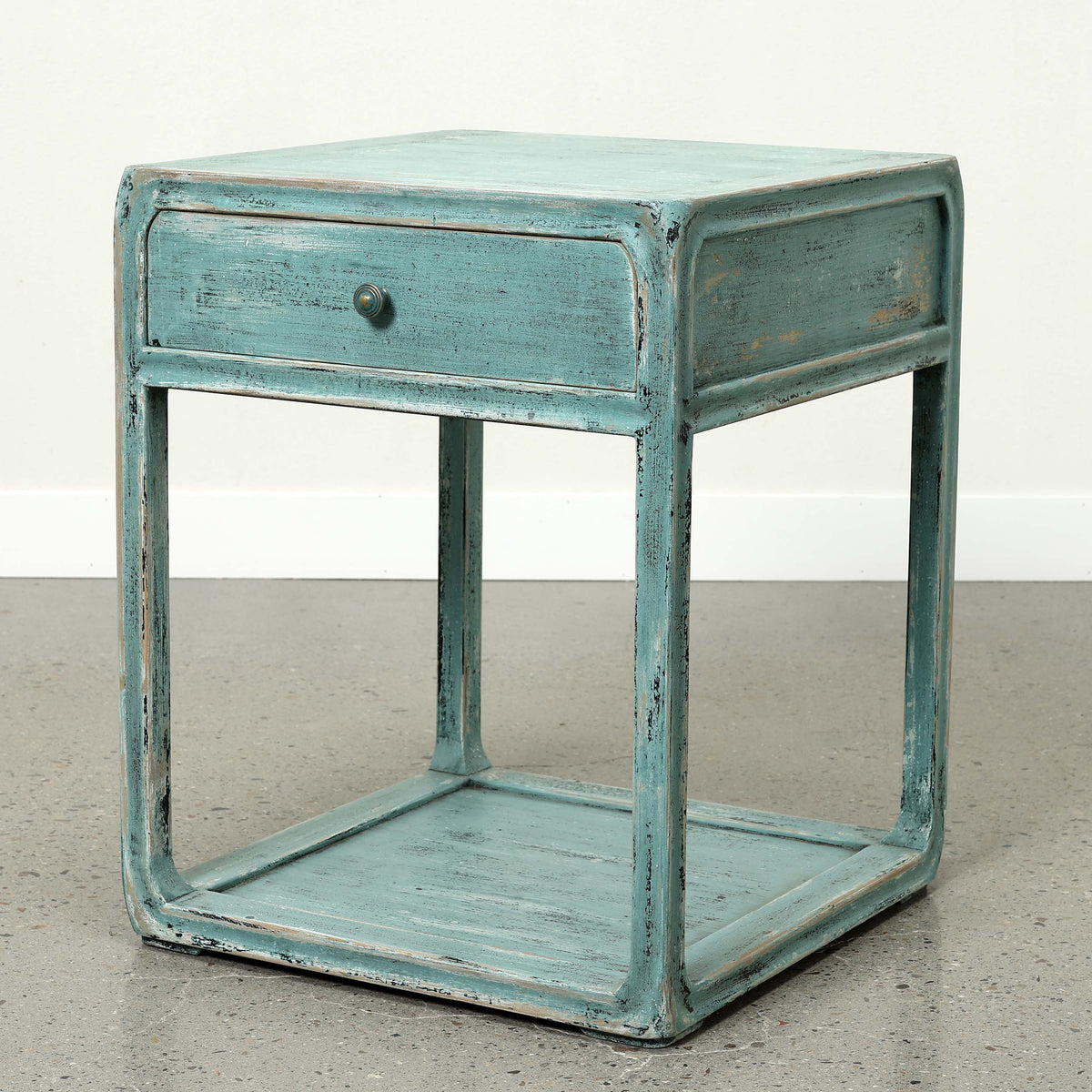 Peking Ming Side Table with One Drawer Weathered Soft Aqua (Pre-order only)