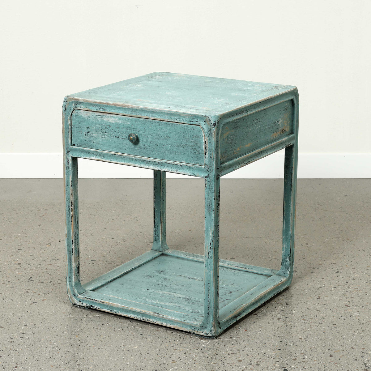 Peking Ming Side Table with One Drawer Weathered Soft Aqua (Pre-order only)