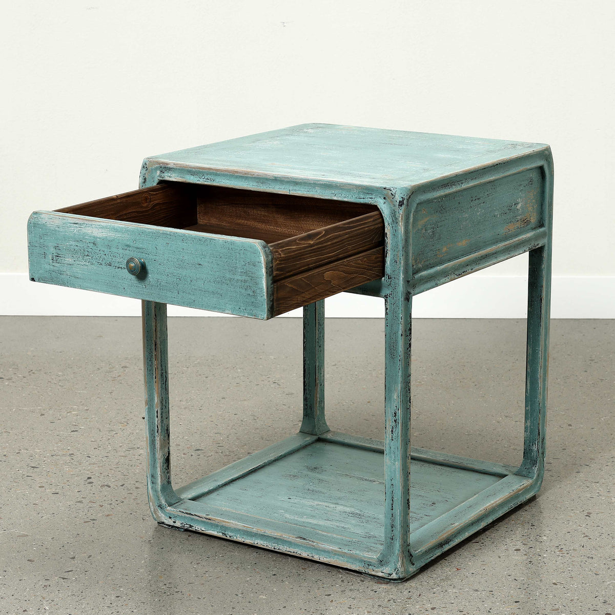 Peking Ming Side Table with One Drawer Weathered Soft Aqua (Pre-order only)