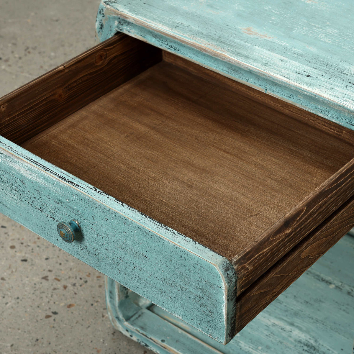 Peking Ming Side Table with One Drawer Weathered Soft Aqua (Pre-order only)
