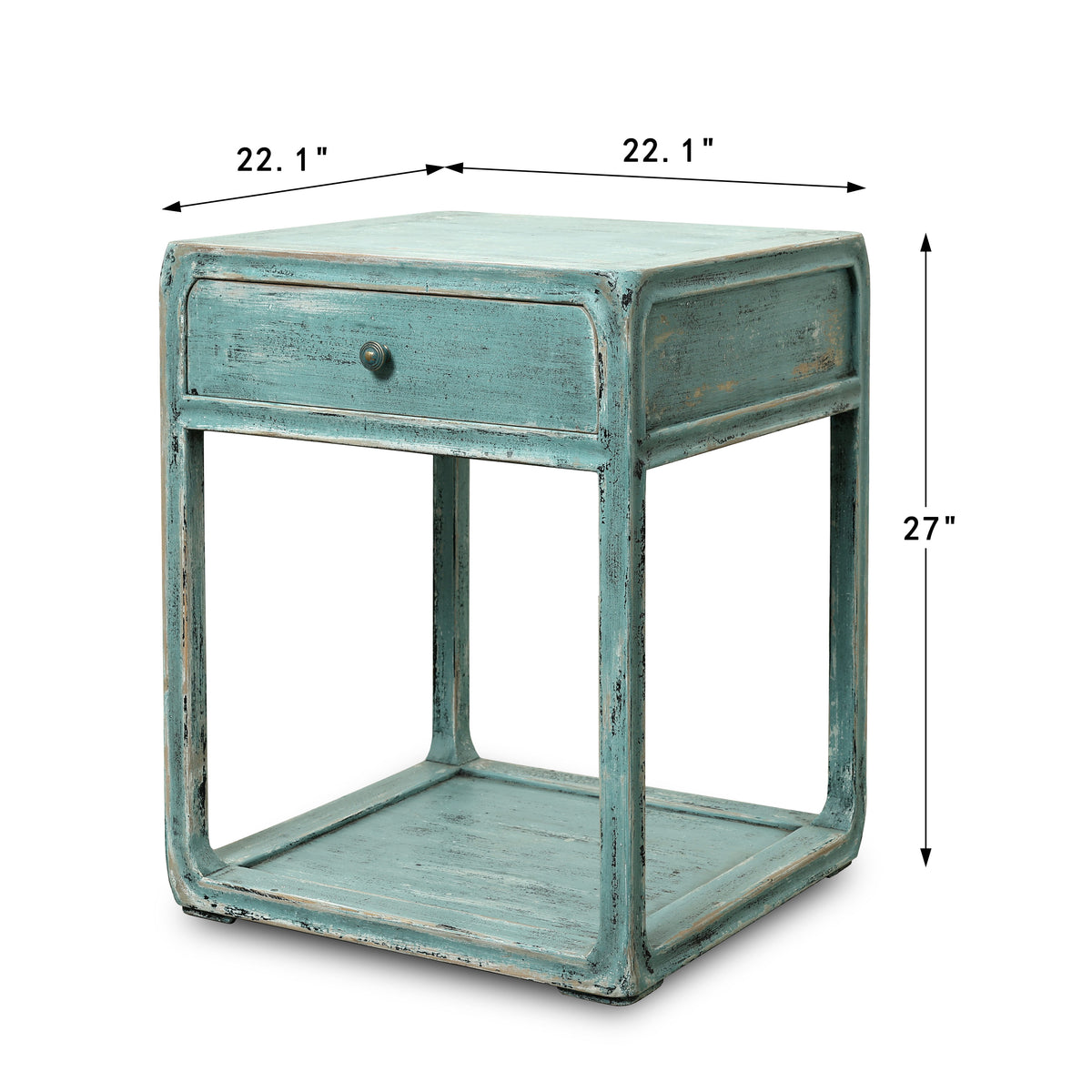 Peking Ming Side Table with One Drawer Weathered Soft Aqua (Pre-order only)