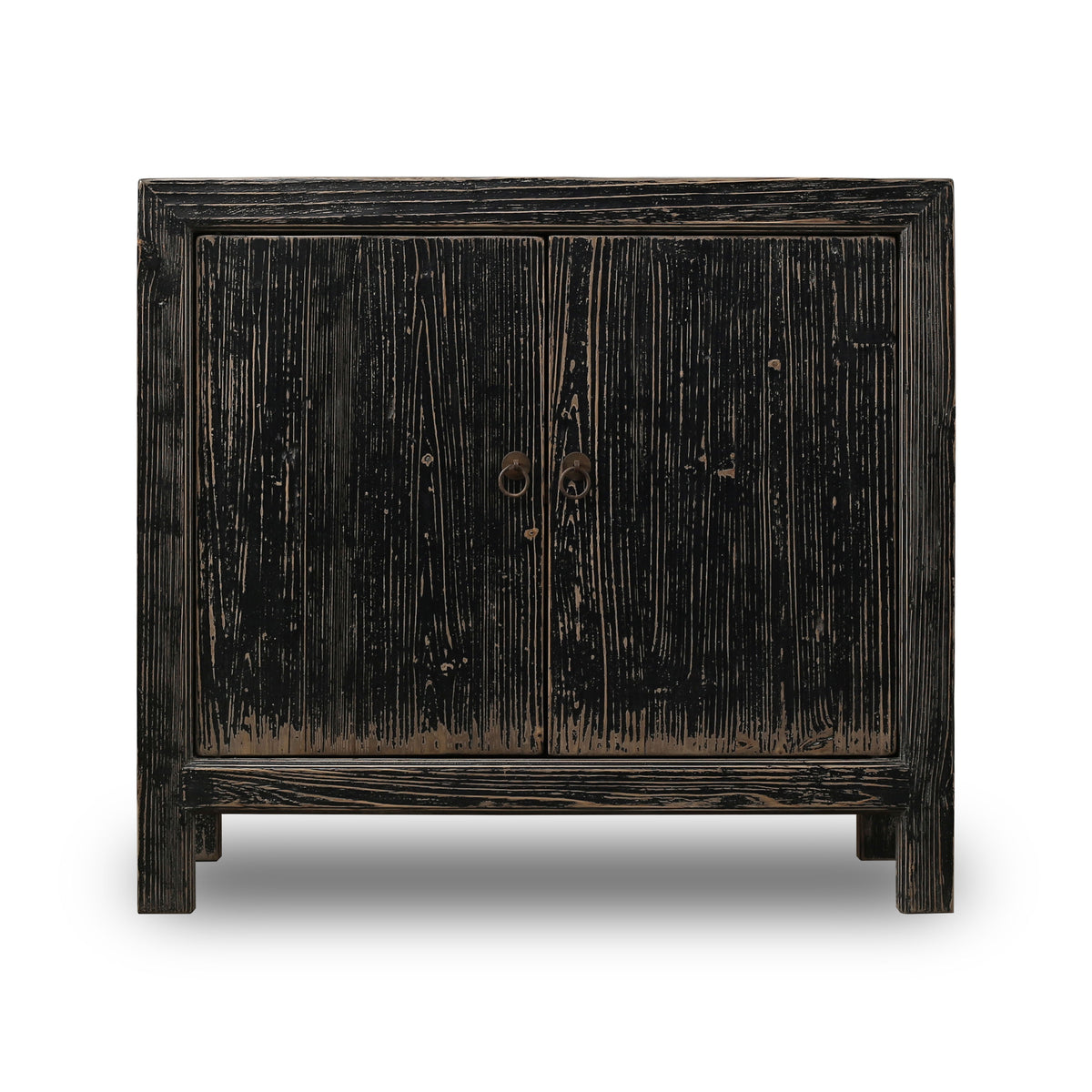 Two Doors Cabient Distressed Black 39x18x35H