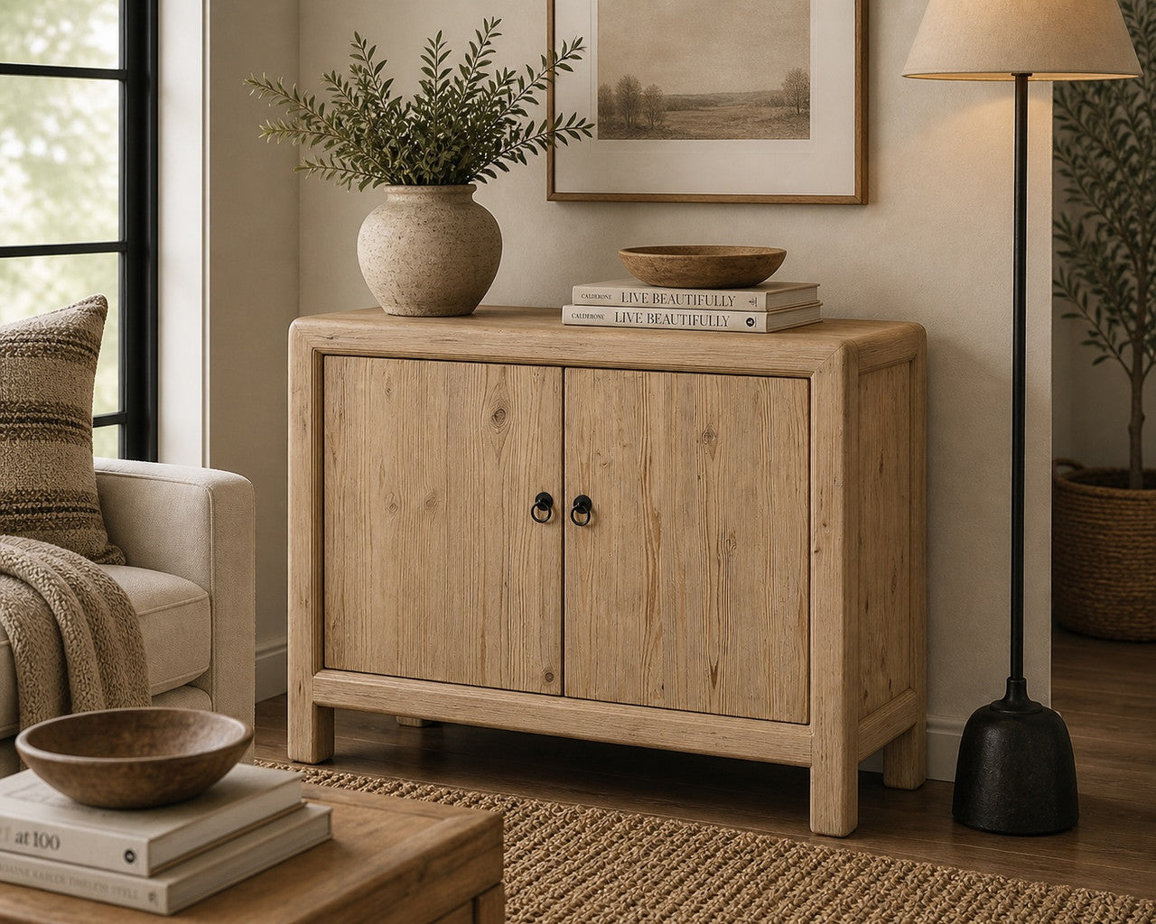 Two Doors Cabient Weathered Natural 39x18x35H