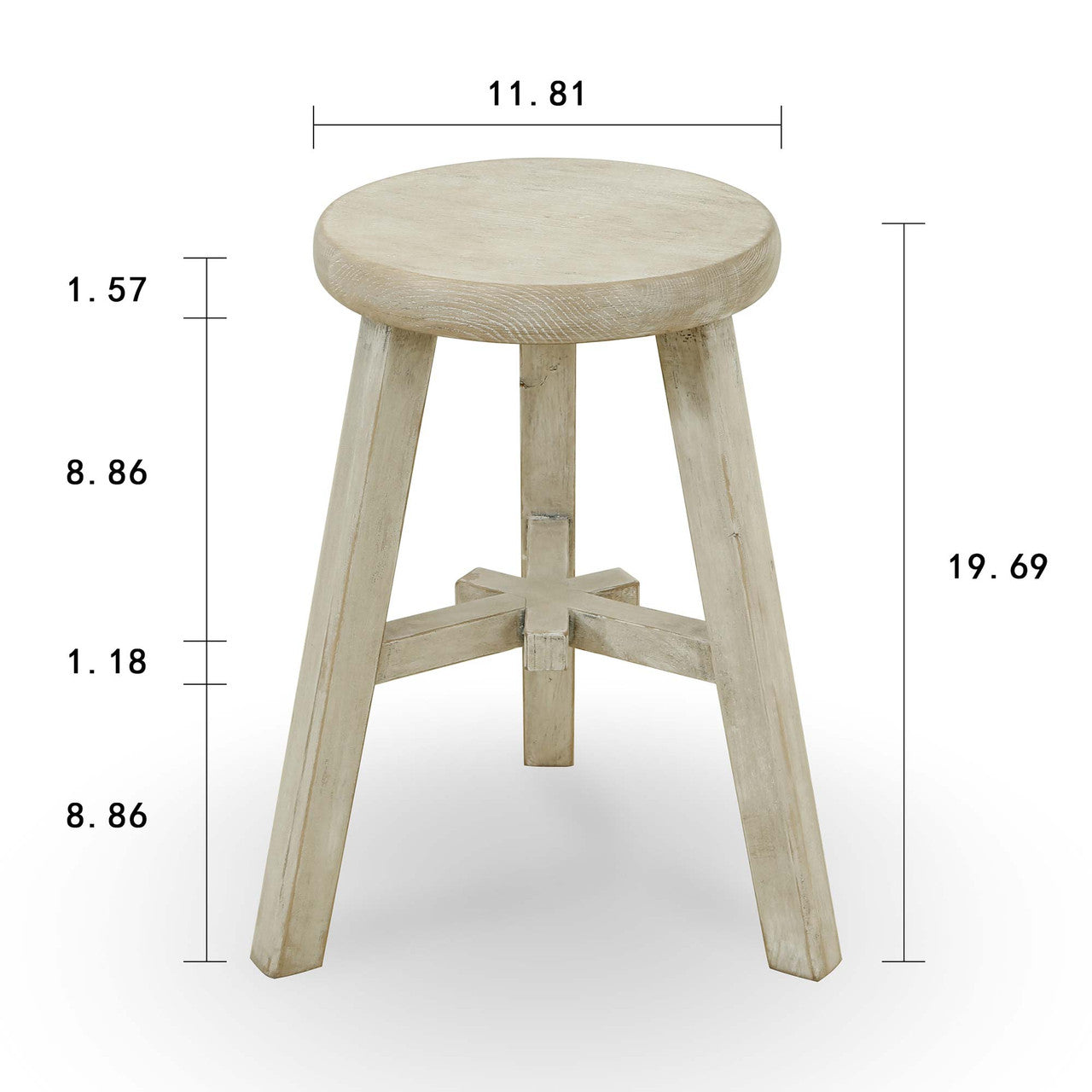 Elm Round Stool | Weathered Wash