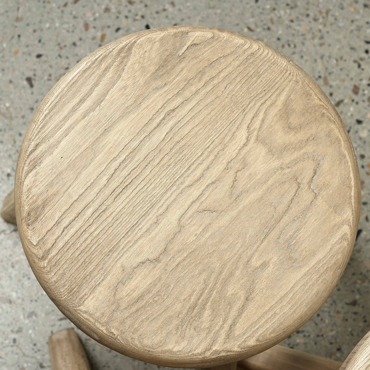 12 Inch Wide Solid Elm Round Stool Weathered Natural