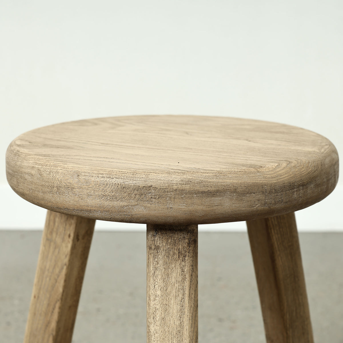 12 Inch Wide Solid Elm Round Stool Weathered Natural