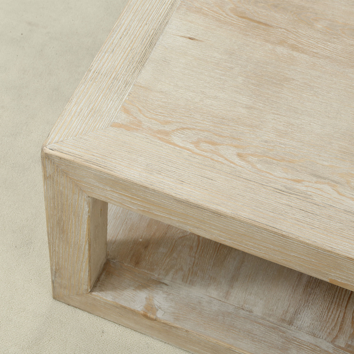 Peking Grand Framed Coffee Table Weathered White wash 39x39