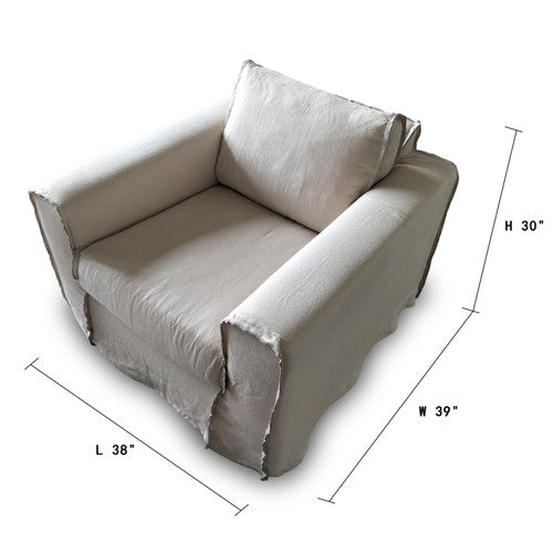 Peninsula Slipcovered Swivel Chair Wash Linen Beige image 2