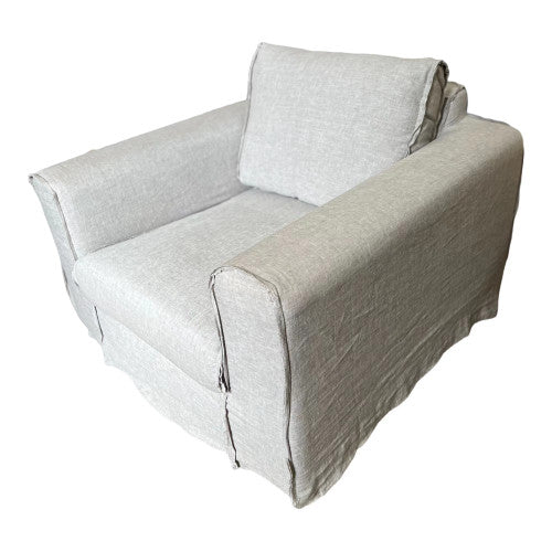 Peninsula Slipcovered Swivel Sofa Chair Wash Linen Gray image 2
