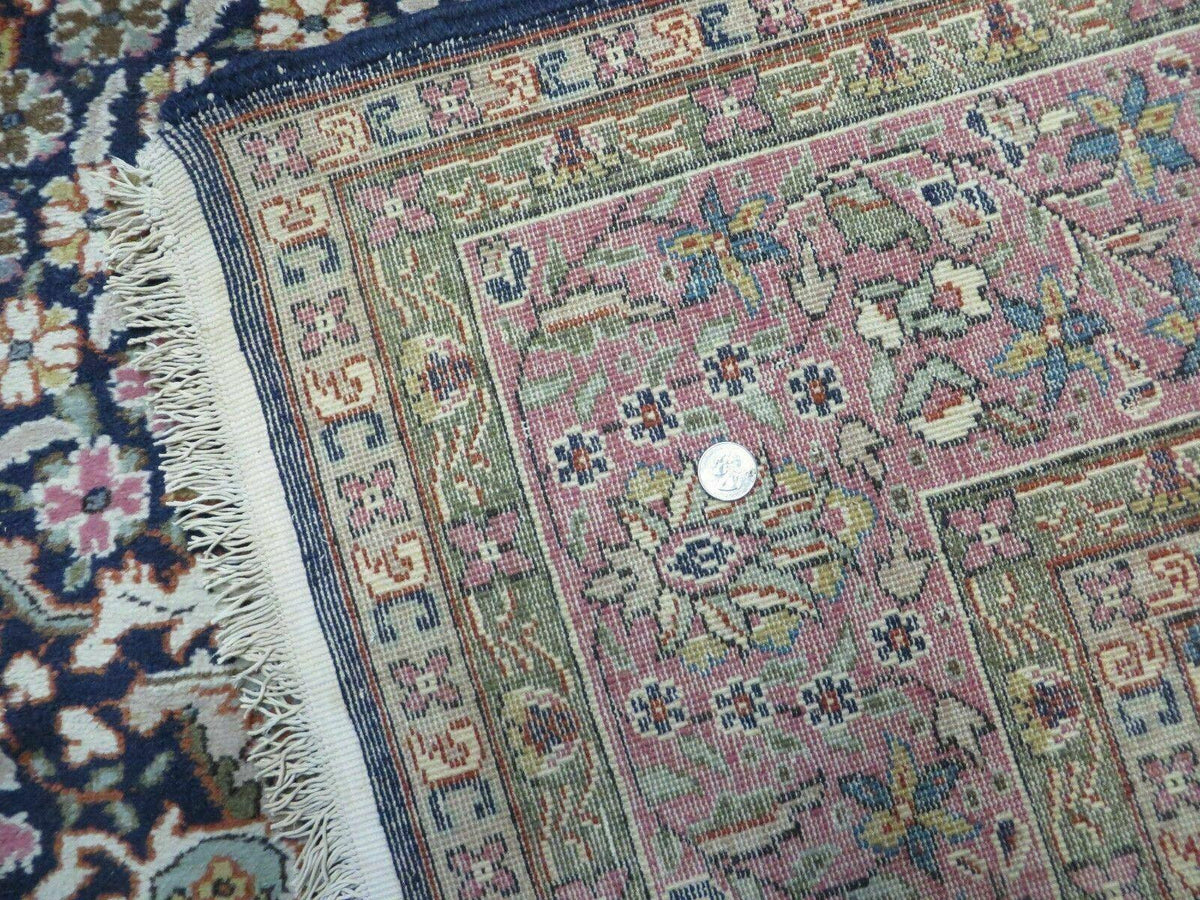 Turkish Sivas Rug 7x11, Navy Blue & Pink, Millifluer Floral Wool Carpet, Vintage - Jewel Rugs, view 11
