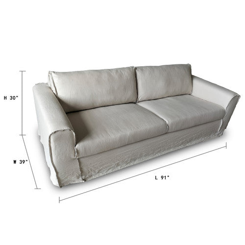 Peninsula Slipcover Sofa Wash Linen Beige 91x30x39H image 2