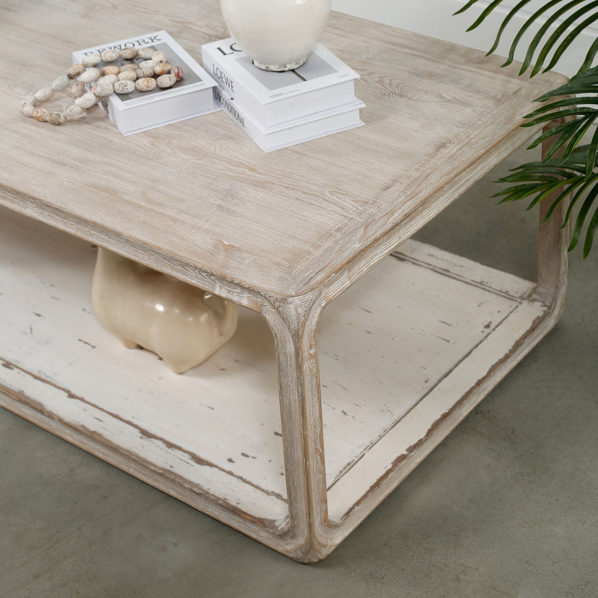 Peking Ming Coffee Table With Base White Wash 68X28X17.7H