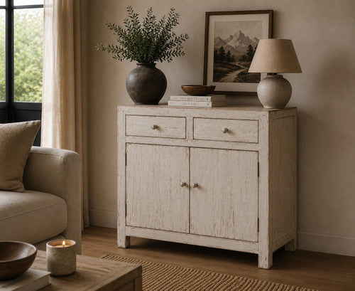 Amalfi Two Tones Side Table With Two Drawers 39x18x35H image 2