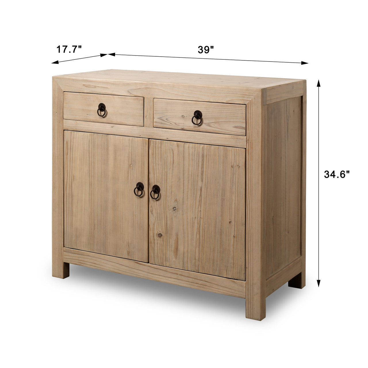 Two Drawers Cabinet Weathered Natural Solid Pine image