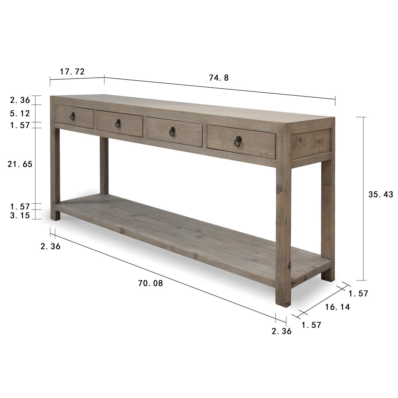 Capri 7  Drawers Sideboard Distressed Black image