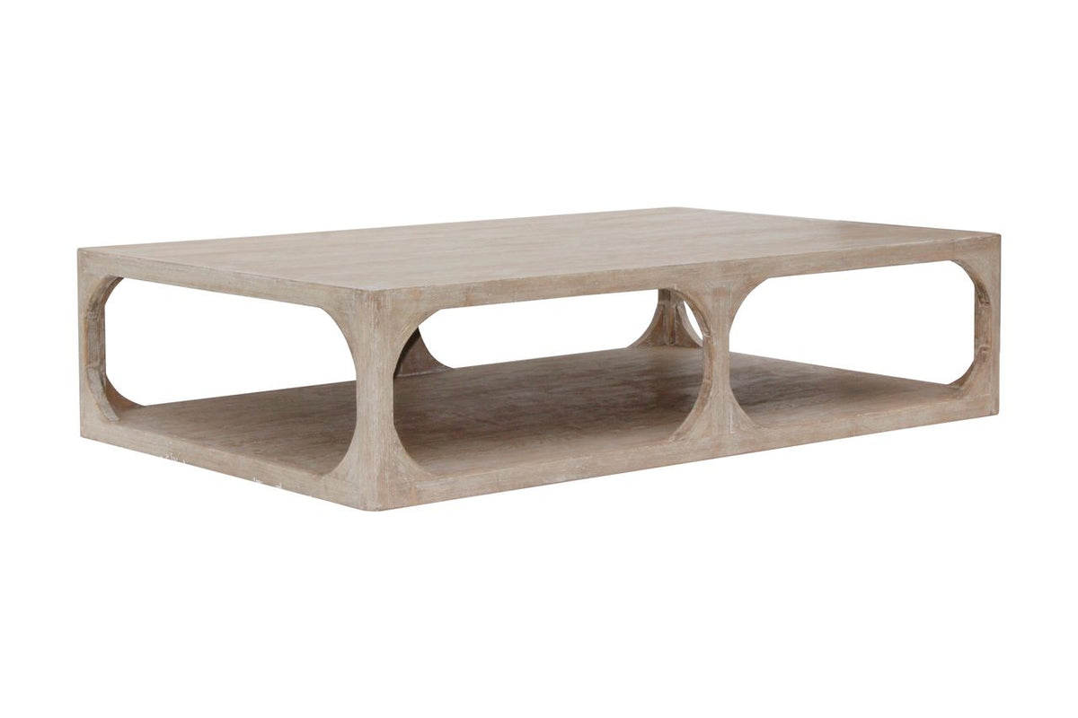 Ming Arch Coffee Table Weathered white wash 67x43