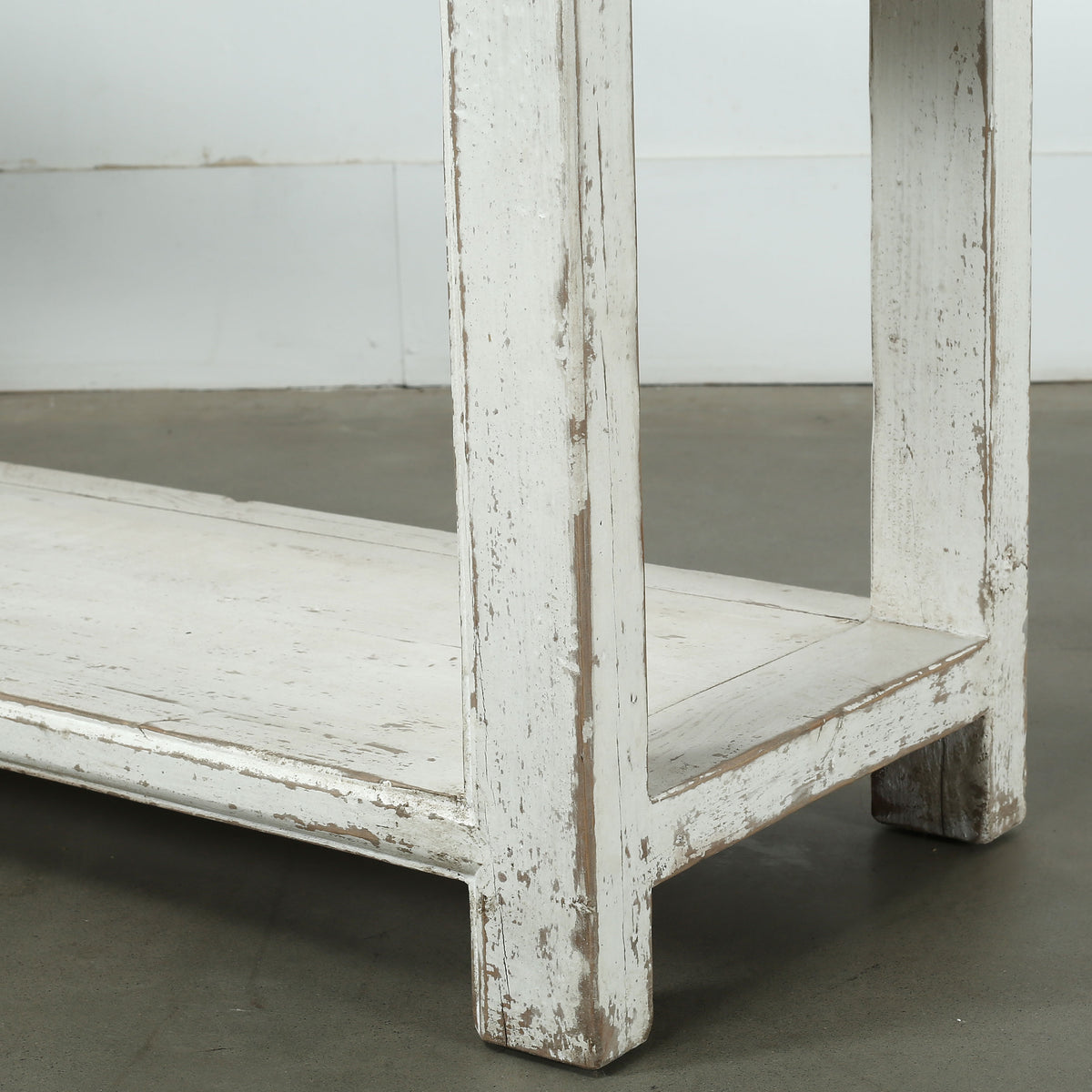 91" Long Amalfi Two Tones Console Table with 4 Drawers Distressed White